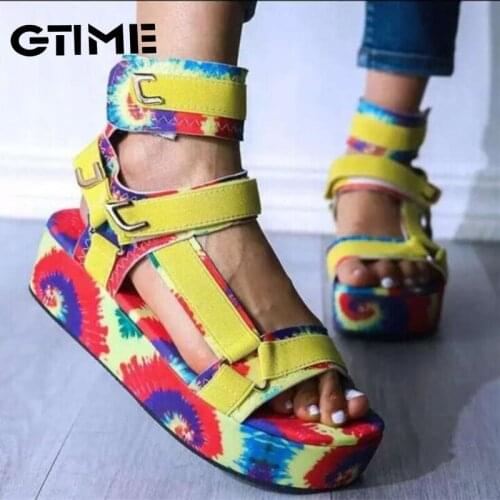 New Womens Gladiator Sandals Ladies Flat Platform Colorful Shoes Woman Casual Beach Summer Sandals Big Size 35-43#SJPAE-116