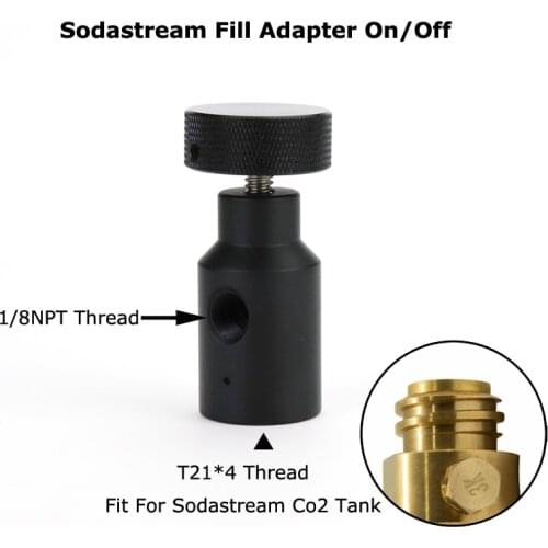 New Soda Stream CO2 Tank Cylinder Charger Hose Fill Station On/Off ASA Adapter For Quick Refill With Large Knob One Hole(BLACK)