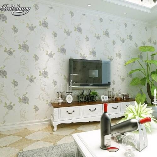 Beibehang Pastoral pink wallpaper non - woven wallpaper bedroom warm 3D stereo European romantic living room TV backdrop