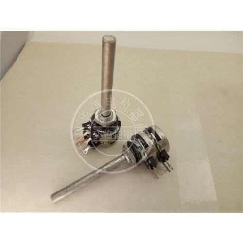 Original new 100% double potentiometer 470K handle with long thread 60MM round shaft diameter 6MM (SWITCH)