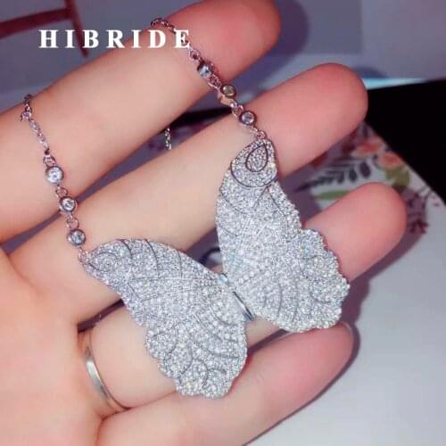 HIBRIDE New Trendy butterfly Shape Pendant Necklace For Women Girls Gift Gold Color Link Chain Jewelry Wedding Accessories N-701
