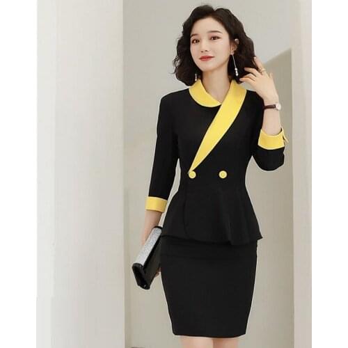 Blazer And Skirt Set Korean Office Wear Elegant Slim Fit Blazer+Skirt 2 Pieces Formal Career Skirt Suits Office Clothes AS309