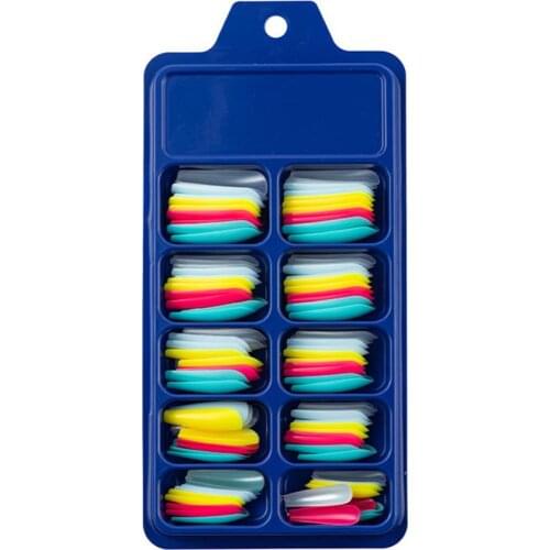 100PCS Nail Patch Natural Artificial Nail Decoration Accessories Blue box full sticker wear long ballet fake nails solid color