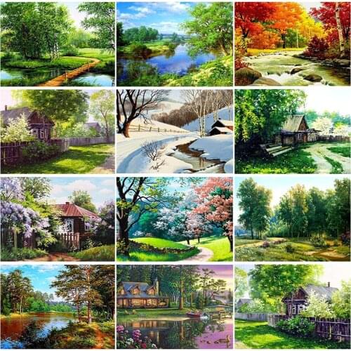 Full Square Diamond Embroidery Scenery Mosaic Pictures of Rhinestones Home Decor 5D Diy Diamond Painting Landscape Cross Stitch