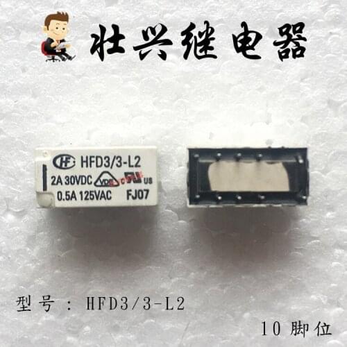 Relay HFD3/3-L2 10PIN 2A 3VDC