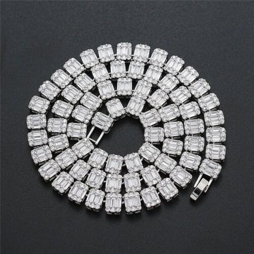 Bling Square Cubic Zirconia Chains For Men Women Luxury Full Iced Out CZ Necklace Fashion Hip Hop Jewelry