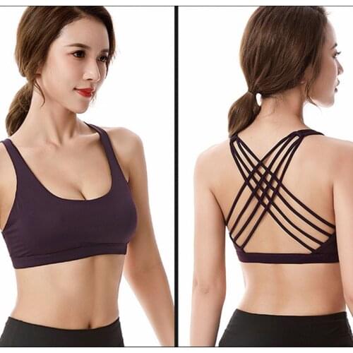 Fitness Sports Bra for Women Push Up Solid Cross Back Yoga Running Gym Training Workout Femme Padded Underwear Crop Tops Female