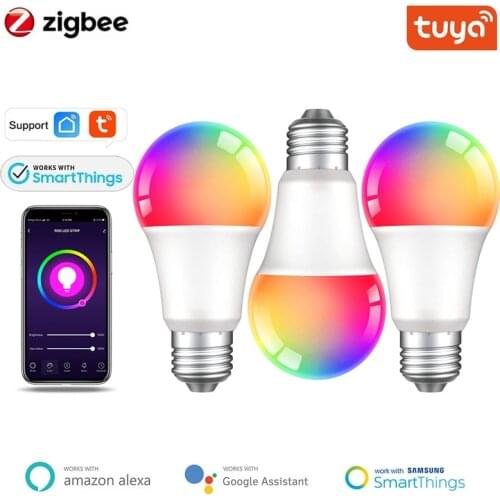 Zigbee Tuya 15W Smart Home Light Bulb E27 Dimmable RGB LED Lamp With Smart Life Google Voice Control App For Google Home Alexa