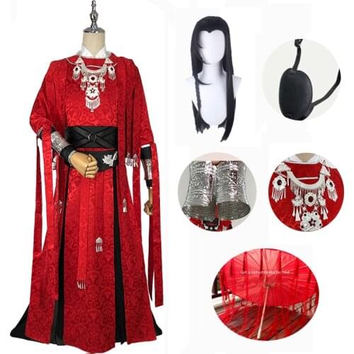 Tian guan ci fu Desperate ghost king Hua cheng Cosplay Black Long Cosplay Costmes with cloak all set
