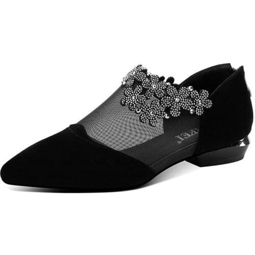2021 Elegant Women Pumps Breathable Mesh Loafers Fashion Ladies Shoes Square Heel Slip-on Low Heel Women Office Dress Shoes Hot