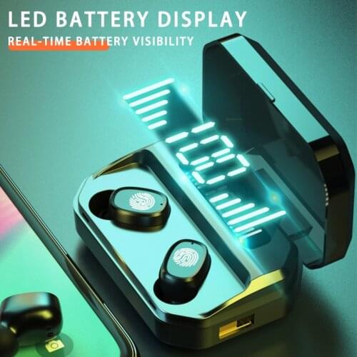 TWS-206 TWS Wireless Earphones Bluetooth 5.0 9D Display Waterproof Earbuds Handsfree Headset Sports Headphones With Microphone