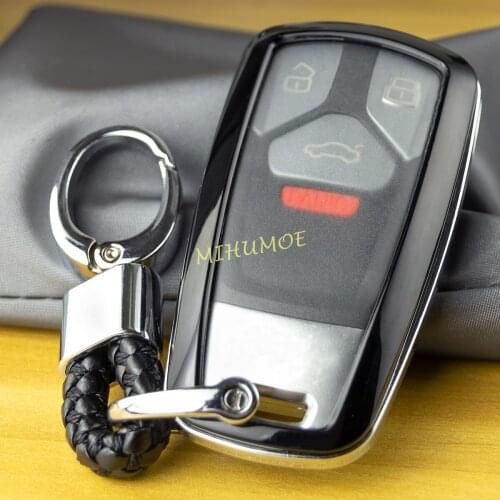 Smart Car Key Chain Fob Case Cover Ring For Adui A4 B9 A5 Q5 Sportback TT Q7 S4 S5 SQ5 Black