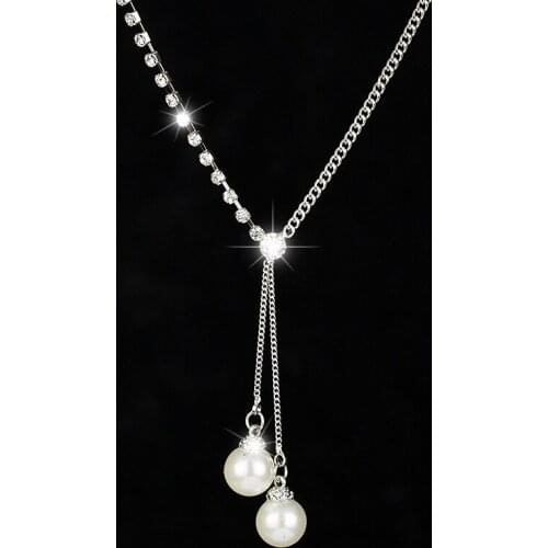 YFJEWE Fashion Blue Necklace Wedding pear Jewelry Decorative Crystal For Women Colar Feminino Pendientes #N095