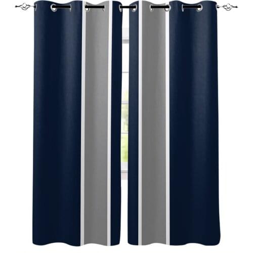 Geometric Blue Stripe Blackout Curtains For Living Room Bedroom Window Treatment Blinds Drapes Kitchen Curtains