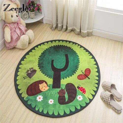 Zeegle Cartoon Round Carpets For Living Room Anti-slip Child Room Rugs Kids Bedroom Carpets Baby Play Mats