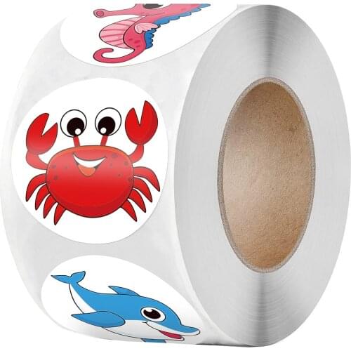 Animal Sticker Reward Sticker Roll for Kids 1 inch 500pcs Round Cartoon Sealing Labels for Teacher Supplies Encourage Cute Label