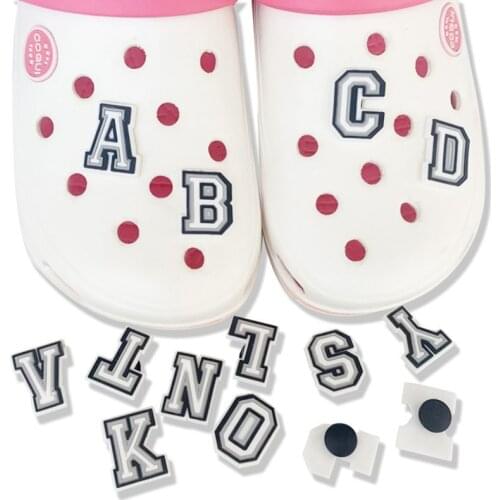 1pc 26 Letters English Shoe Charms Decoration PVC Sandals Garden Shoe Buckles Accessories Wristband Kids Toy Party X-mas Gifts