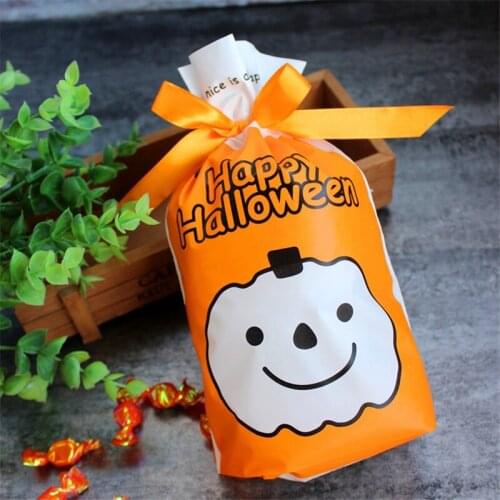 10pcs happy Hallwoeen candy Packaging bags Party Decoration Pumpkin Drawable Bags Gift Pouches Jewelry Packaging Party Decor