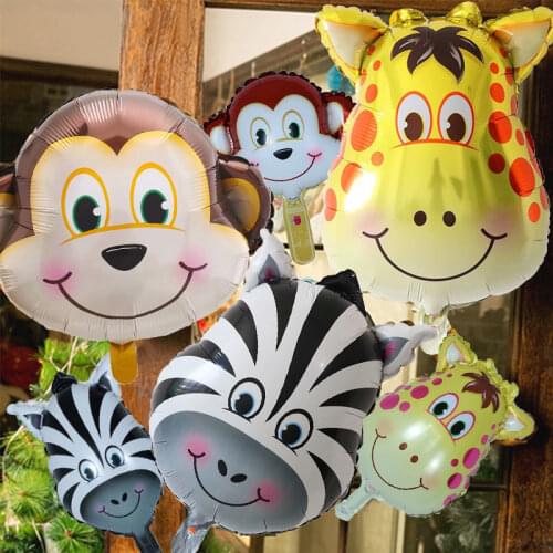 6pcs animal Head Foil Balloon safari themed party Giraffe&monkey&zebra creative Animal birthday party supplies kids toys