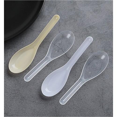 60 three-color household kitchen transparent plastic disposable spoons jelly ice cream sweets appetizers kitchen convenient tool