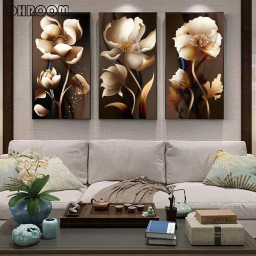 Black Golden Picture Rose Flower Butterfly Abstract Poster Nordic Art Plant Canvas Painting Modern Wall Picture for Living Room