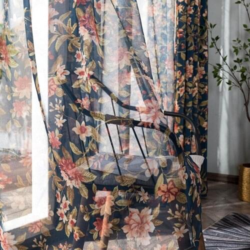 American Blackout Curtains For Living Room шторы фатин Para Salon Cortinas Rideau Pastoral Nordic Cotton Flowers Plants Curtain