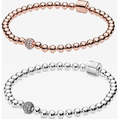 GChic Silver Rose Gold Beads & Pave Bracelet Fit Original Charms Male Women Bracelet Jewelry Gifts Give Girlfriend