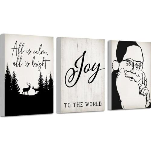 Black and White Christmas Santa Decorative Print Posters Canvas Paintings Wall Art Canvas Prints Pictures Kids Room Home Decor