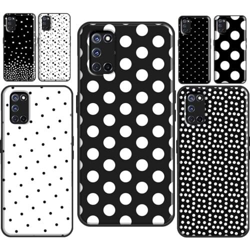 Black And White Polka Dot Case For OPPO A1K A3S A5S A15 A52 A72 A83 A91 F5 A5 A9 A31 A53 2020 Reno 2 Z 4 Pro Coque