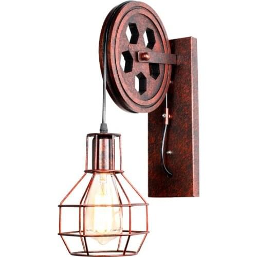 E27 hot sale industrial style iron lift American loft restaurant stair corridor pulley wall lamp