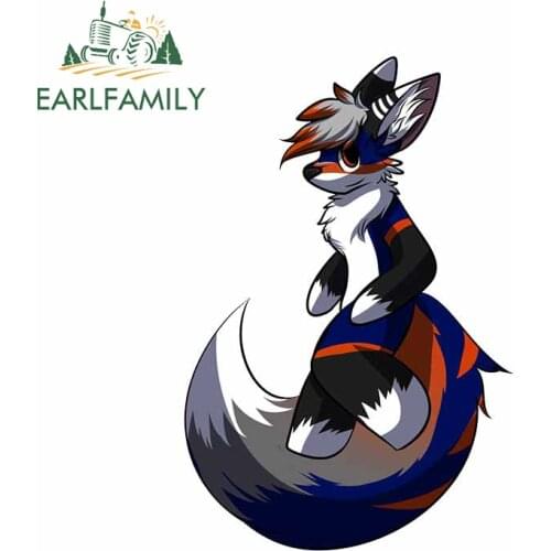 EARLFAMILY 13cm x 12.9cm for Furry Fandom Fox Car Stickers Waterproof Laptop Scratch-proof Window Trunk Vinyl Decal Graphics