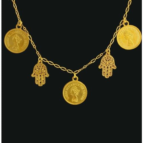 Ethiopian 21cm/8.2inch Hand Bracelet Gold Color Fashion Jewelry Charm Bracelet Women Girls Gift Wholesale