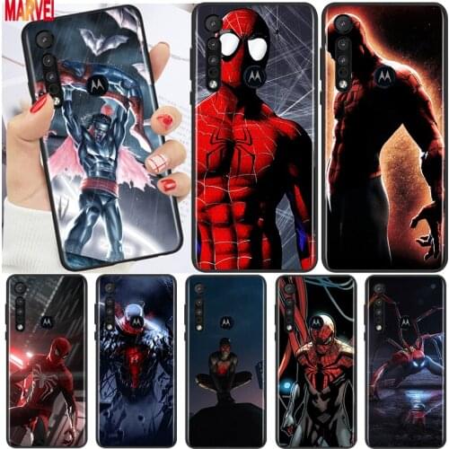 Hot Marvel SpiderMan For Motorola G9 G8 G Edge One E7 E6 Power Lite Marco Hyper Fusion Plus Play Black Phone Case Cover