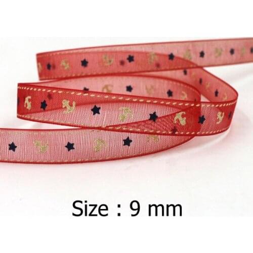 [IuBuFiGo ribbon] 3/8"(9mm) Fancy Organza Printed Ribbon Anchor Ribbons Hairbows Gift Packing 100yard/lot Free shipping