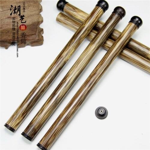 Brown bamboo Gold silk and joss stick cylinder teamed with incense Perfume pipe manually polish teachers appliance gifts