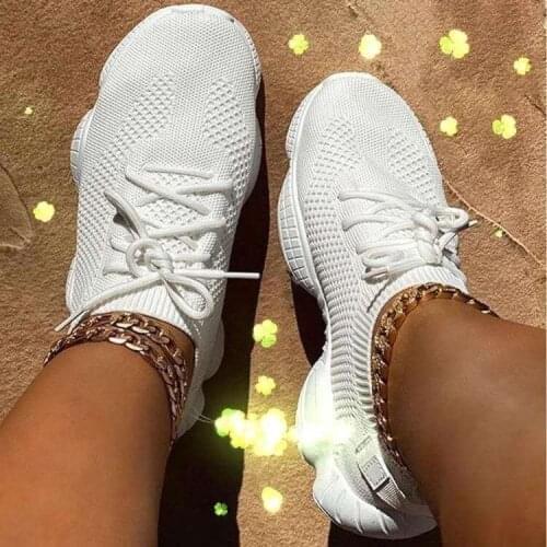 Summer Women Shoes White Platform Sneakers Mesh Breathable Knitted Pink Sock Shoes Women Sneakers Slip On Black Casual Shoes