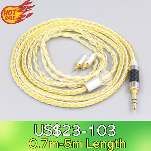 LN007283 8 Core OCC Silver Gold Plated Braided Earphone Cable For Sennheiser IE40 Pro