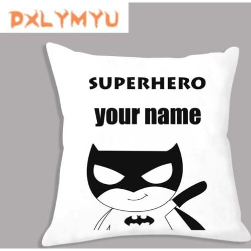 Superhero Soft Cushion Cover for Sofa Simple Cartoon Pillow Case The Children Name Combination Diy Custom Pillow Covers For Kids
