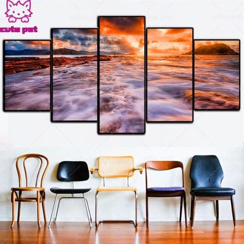 DIY Diamond Painting Abstract volcanic cloud Diamond Embroidery Full Round Rhinestone House decor Cross Stitch Holiday gift 5PCS