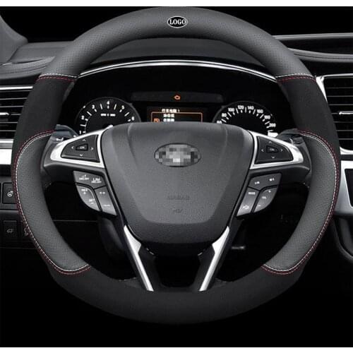 Genuine Leather Car Steering Wheel Cover 15 Inch/38cm for Land Rover Range Rover Defende Evoque Sport Velar Discovery