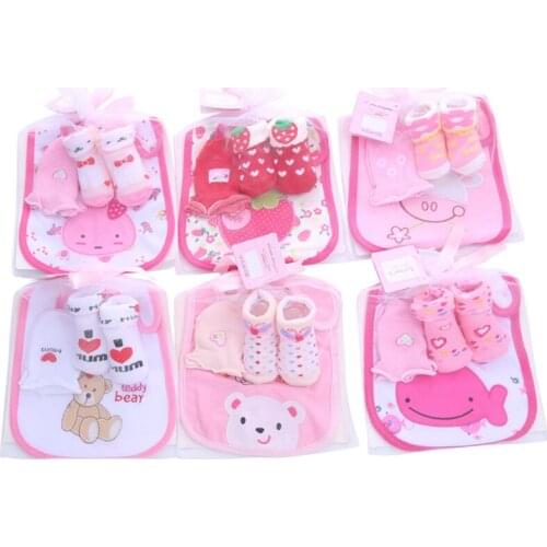 3PCS/Set Newborn Socks Infant Boy Girl Cotton Non-slip Floor Socks Baby Socks Gloves Saliva Towel Set Baby Clothes Accessories