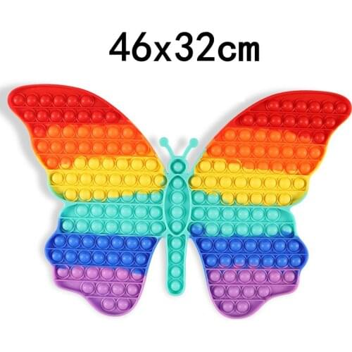 New Arrival Rainbow Butterfly Big Size 46CM Jumbo Push Pop Bubble Fidget Sensory Giant Chess Board Popper Huge Pop Game Fidgets
