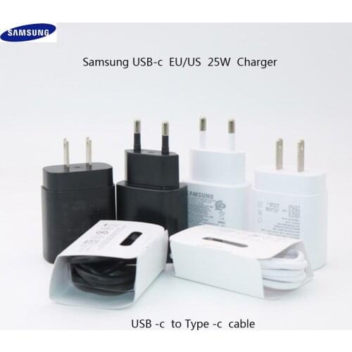 Original Samsung Note 10 MobilePhone super fast charger 25 w EU Travel Usb PD PSS Fast Charge Adapter EP-TA800 note 10 plus s 10