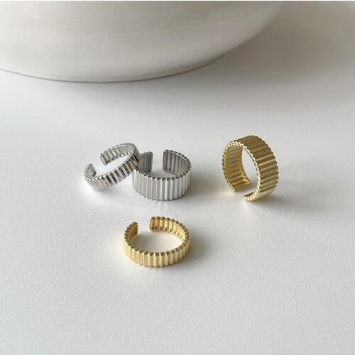 GANXIN Silver Color Opening Ring for Women Retro Stylish Geometric Handmade Metal Jewelry Gold Adjustable Rings Travel Accessory