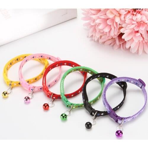 Safety Casual Dog Collar Neck Strap Fashion Adjustable Love Heart Pet Dog Collar with Bell Puppy Pet Leash Nylon Dog Collars