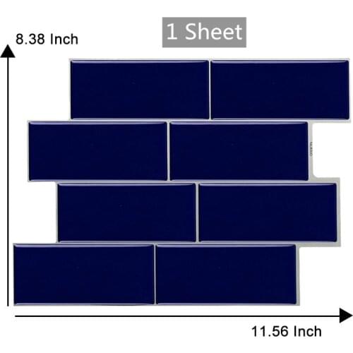 3D Self Adhesive Mosaic Wall Tiles Kitchen And Bathroom Backsplash Peel and Stick Wall Sticker Blue Subwy Wall Tile Sticker