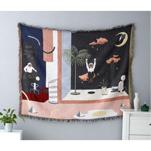 Nordic INS Outer Space Universe Cosmos Cotton Blanket Leisure Blanket Sofa Towel Carpet Cover Blanket Single Tapestry Sofa Mat