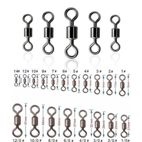 10-50pcs Heavy Duty Ball Bearing Barrel Fishing Rolling Swivel Stainless Steel Connector Solid Ring Fishing Tackle