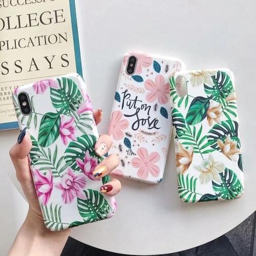 Luminous Case For iPhone 11 Pro XS MAX XR XS 8 Plus 7 Plus 6S Plus 6 Plus Hard PC Case Cover Full Protective Flower leaves Shell