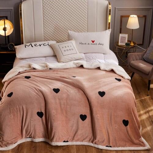 Papa&Mima Thick Sherpa Throws Blanket Print Plaids S M L Size